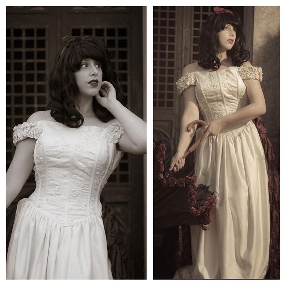 90s corset floral wedding dress - Picture 2 of 13